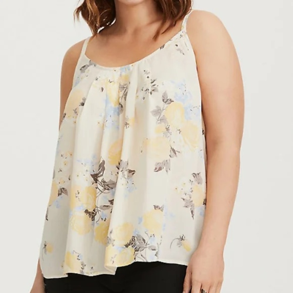 Torrid Yellow and White Pleated Camisole Top
